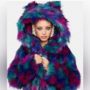 Vibrant Multicolor Faux Fur Coat